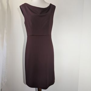 ANNA TAYLOR COWLNECK SHEATH DRESS MARRON 6
